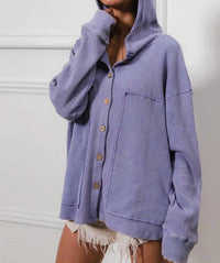Bibi - Waffle Knit Hooded Shacket