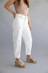 Risen - Heirloom Embroidered Barrel Denim Jeans