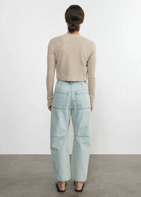 Enza Costa - Linen Open Knit Cropped V Neck Cardigan