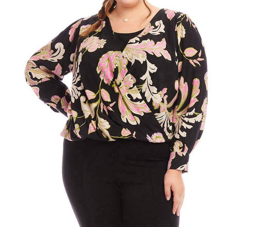 Karen Kane - Drape Floral Front Top - Plus Size