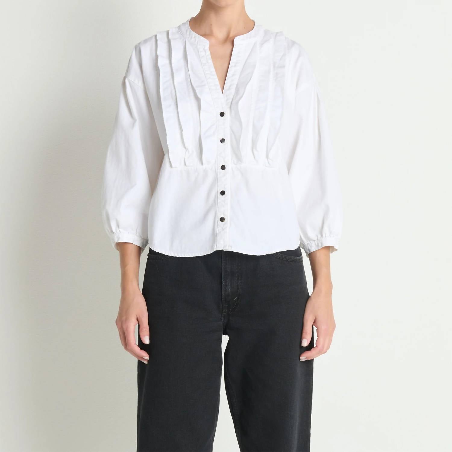 Nation LTD Amelia Ruffle Shirt in porcelain 1 - women's blouse