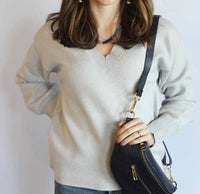 Oat New York - Balloon Sleeve V-neck Sweater