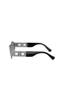 Versace - ICONIC Oval Metal Gunmetal Sunglasses with Silver Mirror Lens
