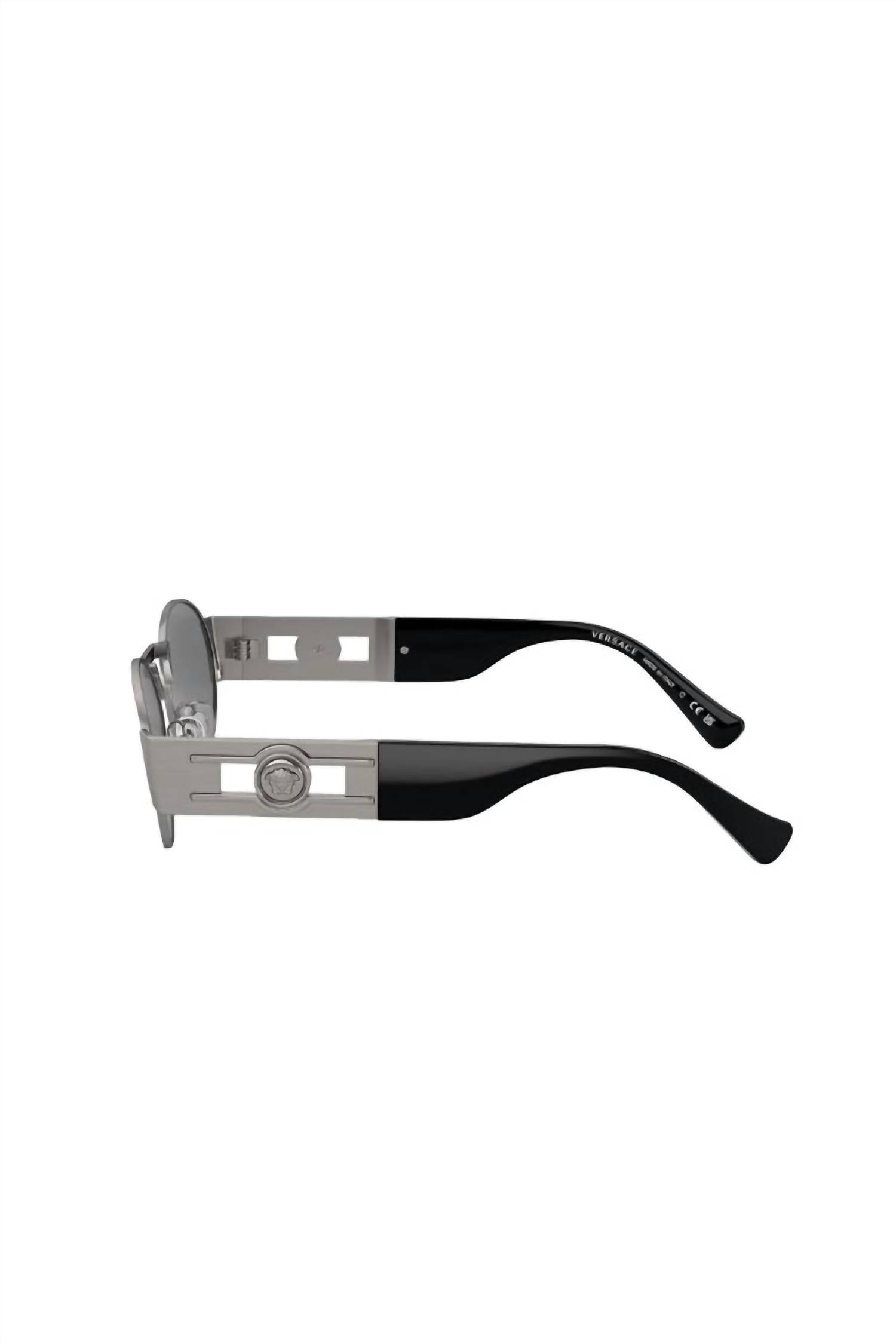 Versace - ICONIC Oval Metal Gunmetal Sunglasses with Silver Mirror Lens