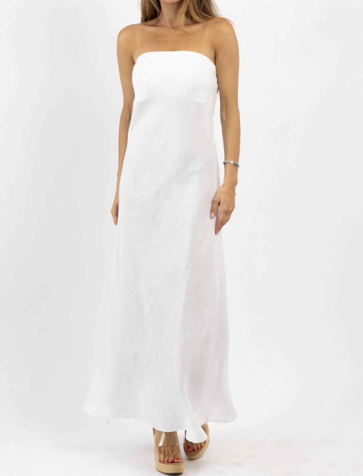 Olivaceous - Jasper Linen Strapless Dress