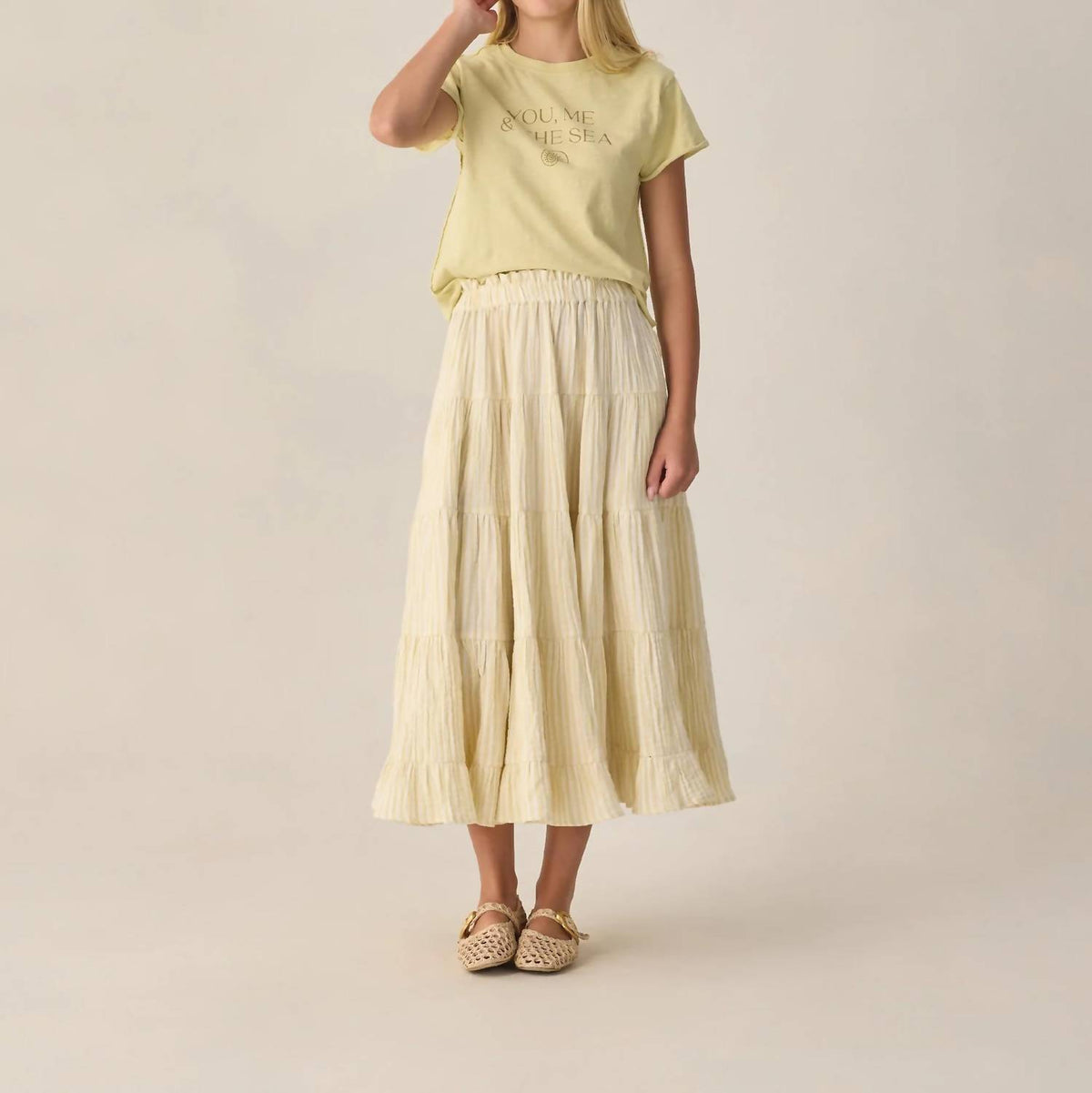 Rylee + Cru - Ruffle Tiered Midi Skirt