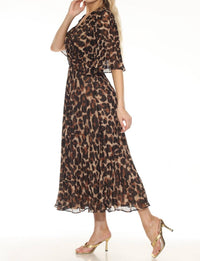 Joseph Ribkoff - Animal Print Chiffon Midi Fit & Flare Dress