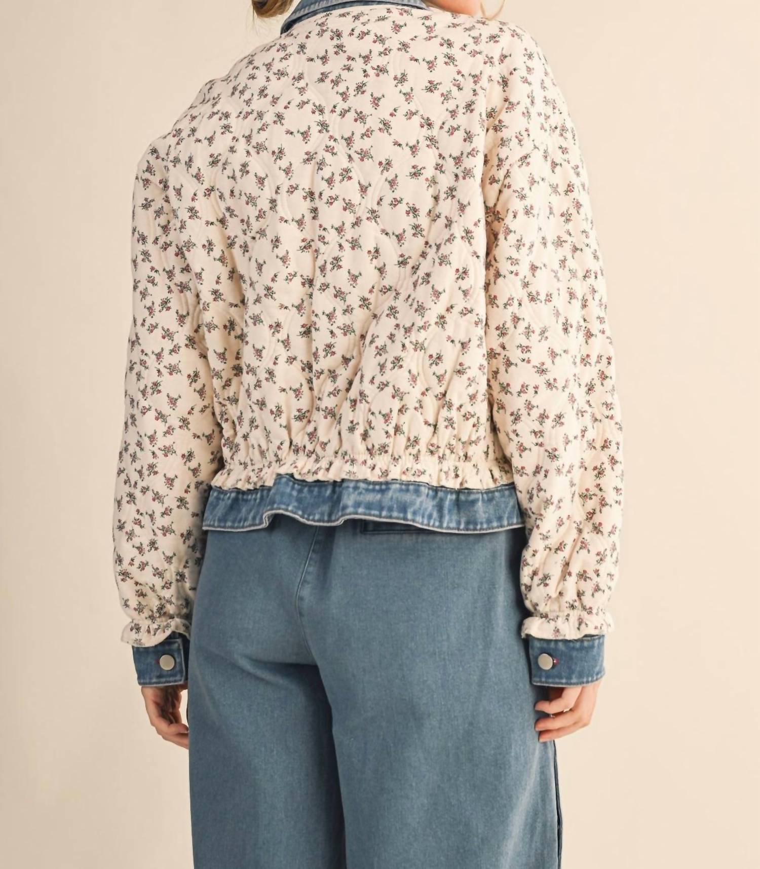 En Merci - Lila Quilted Floral Denim Jacket