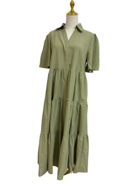 In February - Women's Flutter Sleeve Button Down Shirt Midi Dress