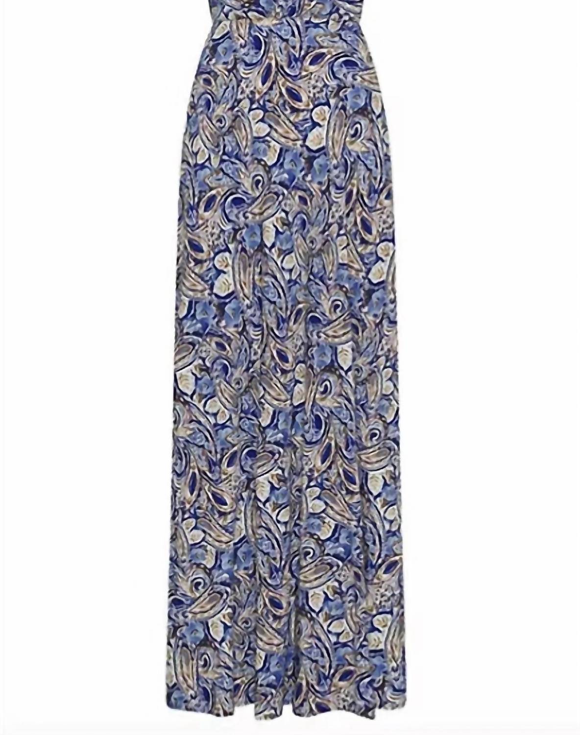 KIVARI Dakota Watercolor Paisley Dress in blue tan white - women's dress - view 4