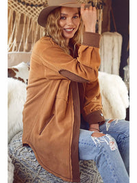 LA MIEL Fleece Jacket in camel - women's jacket - alternate view