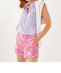 Lilly Pulitzer Buttercup Low Rise Stretch Short in rousseau pink zen garden - women's shorts - detail view