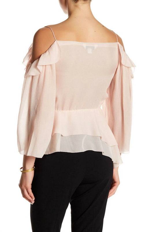 Rachel Zoe - Silk Ruffle Blush Off Shoulder Top