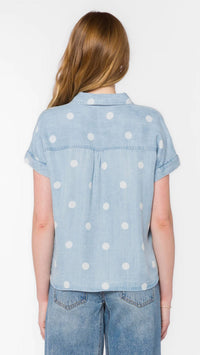 Velvet Heart - Polka Dot Shirred Shoulder Top