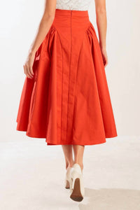 Flying Tomato - Women's Solid Woven Full Midi Skirt