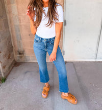 Good American - Soft Tech Good Legs Cropped Mini Boot Jeans