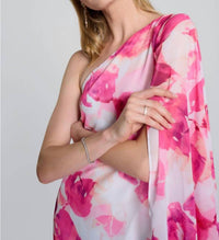 Joseph Ribkoff - Floral Print One-shoulder Cape Sleeve Mini Dress