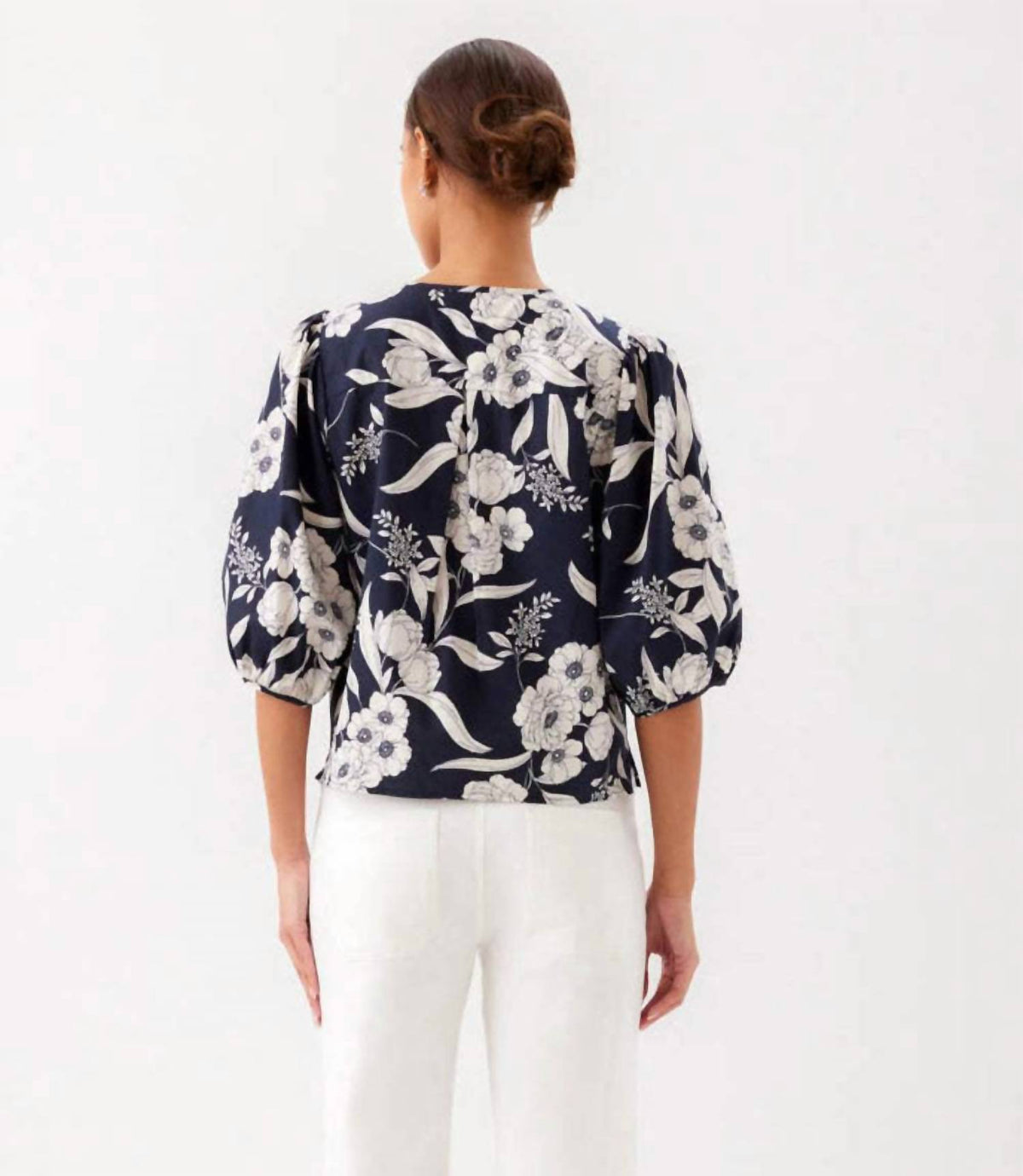 Karen Kane - Puff Sleeve Button Front Top