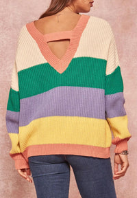 OPEN-BACK COTTON-BLEND SWEATER