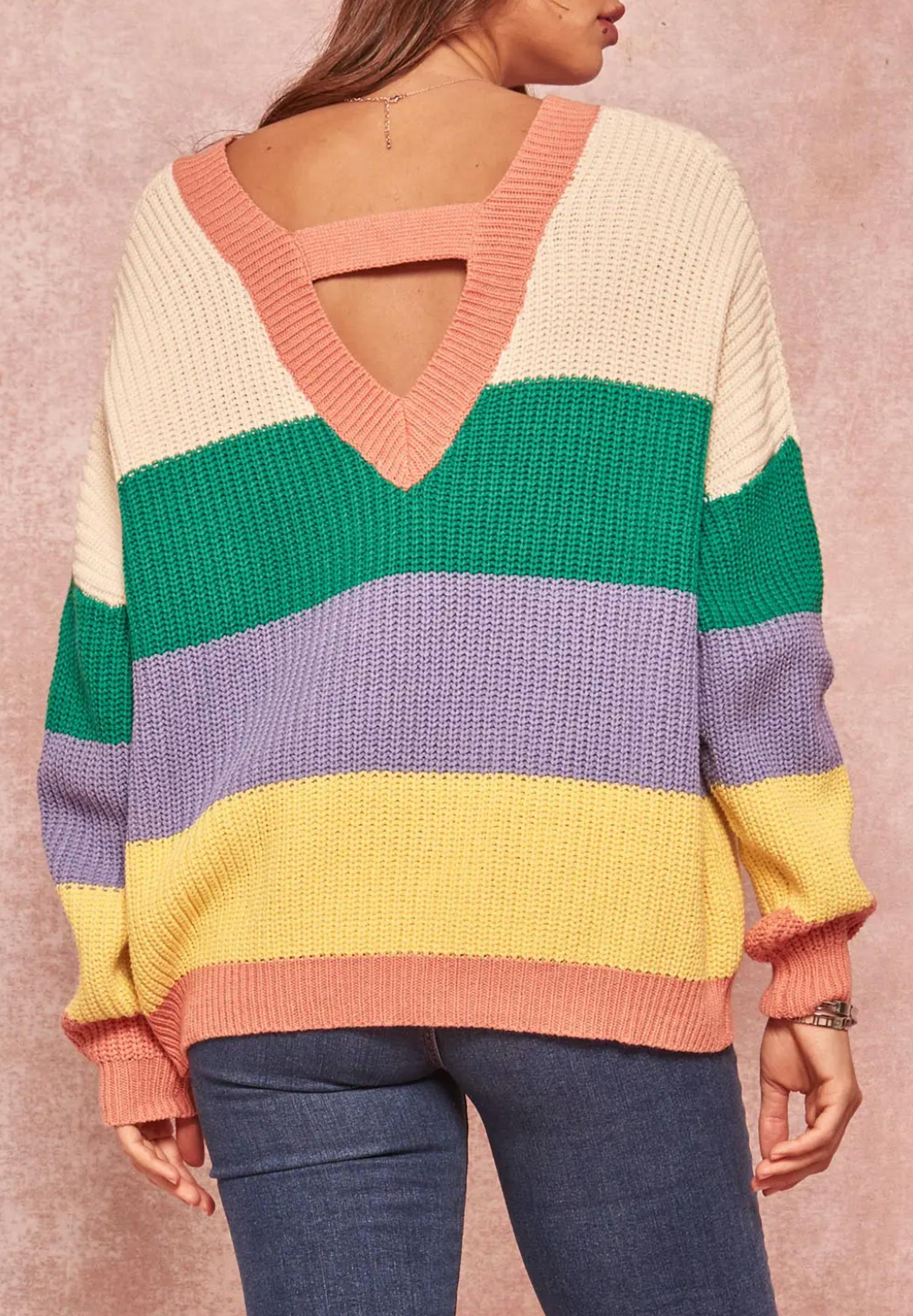OPEN-BACK COTTON-BLEND SWEATER