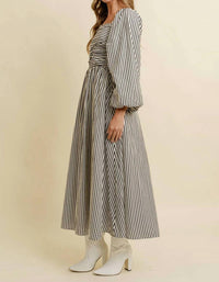 Cloud Ten - Striped Square Neck Midi Dress