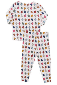 PINK CHICKEN Kid's Dreidels Bamboo Pajama Set in multi dreidels - kids' sleepwear - detail view