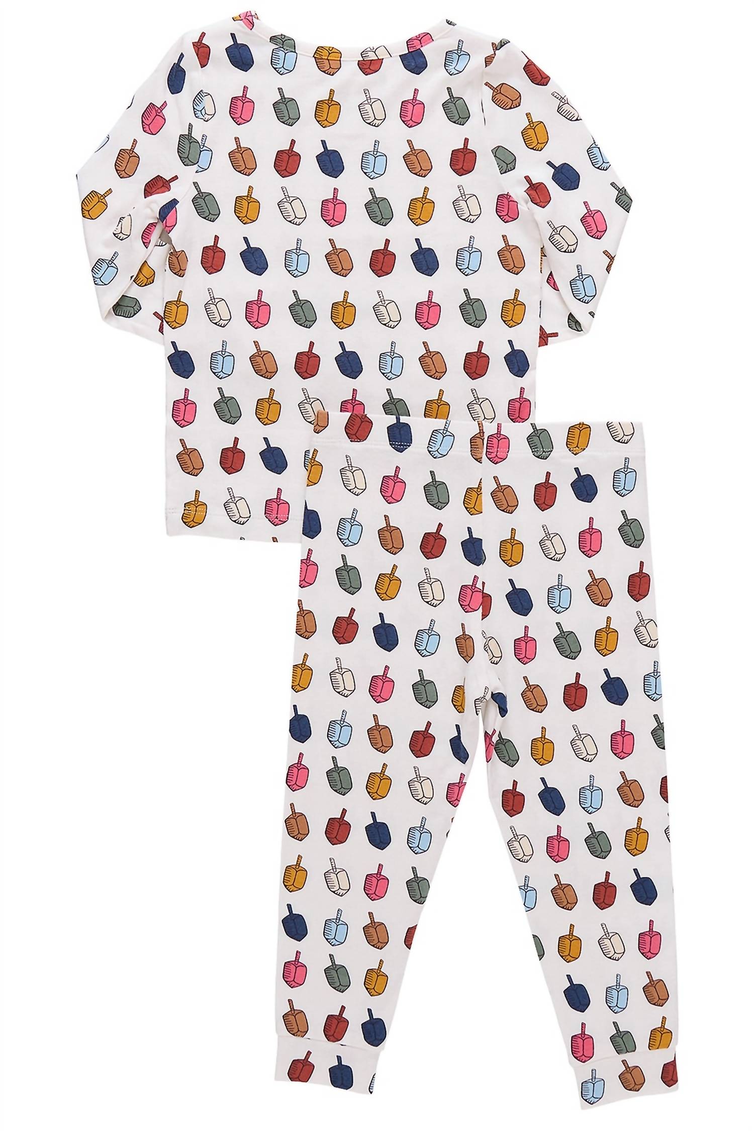 PINK CHICKEN Kid's Dreidels Bamboo Pajama Set in multi dreidels - kids' sleepwear - detail view