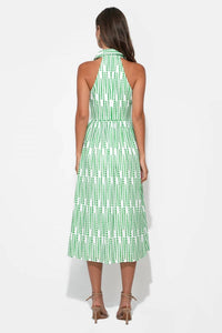 adelyn rae Ruby Halter Embroidered Midi Dress in green - women's dress - detail view