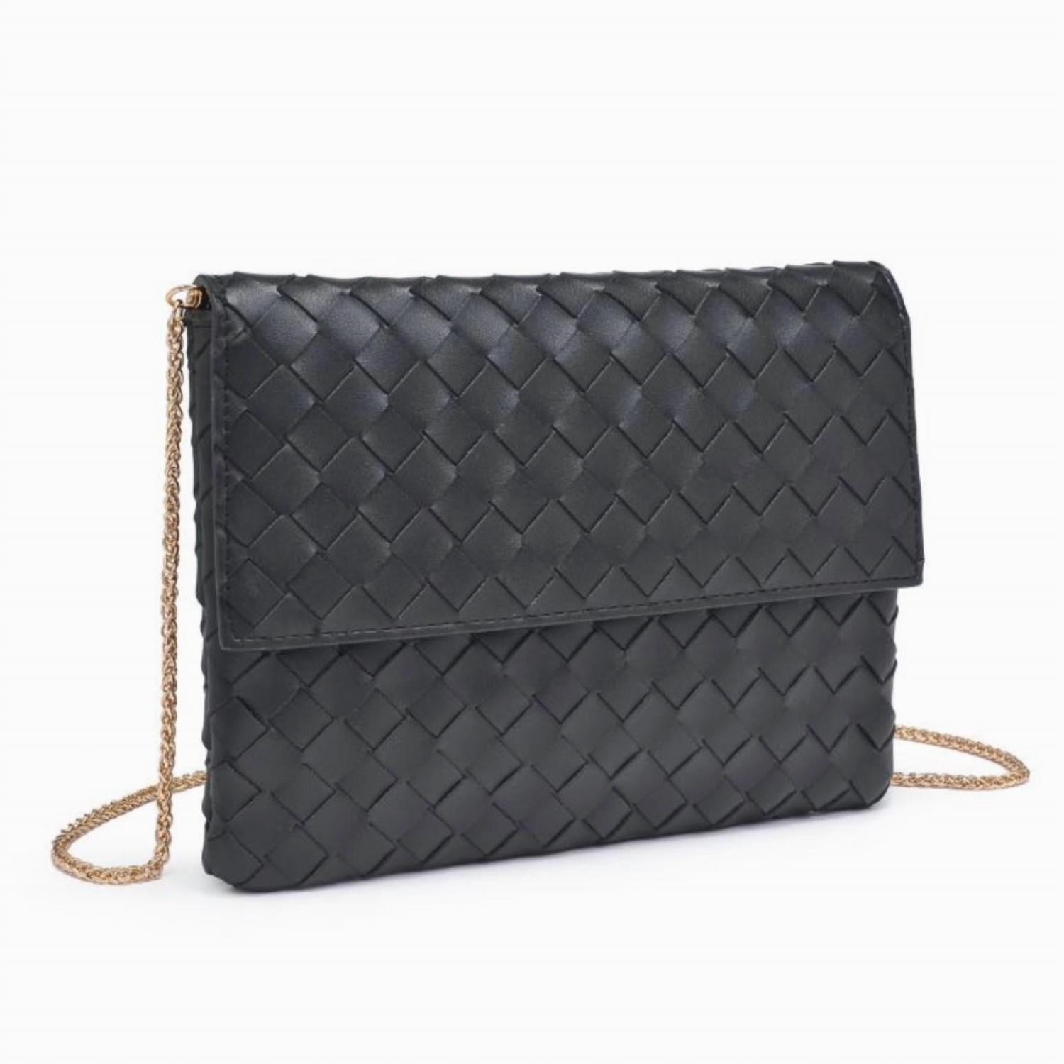 Urban Expressions Women's Woven Clutch Crossbody Bag in black - women's bag - detail view