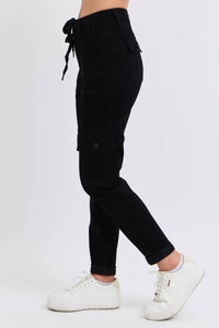 Judy Blue High Waist Cargo Cuffed Jogger in black - women's pants - view 4