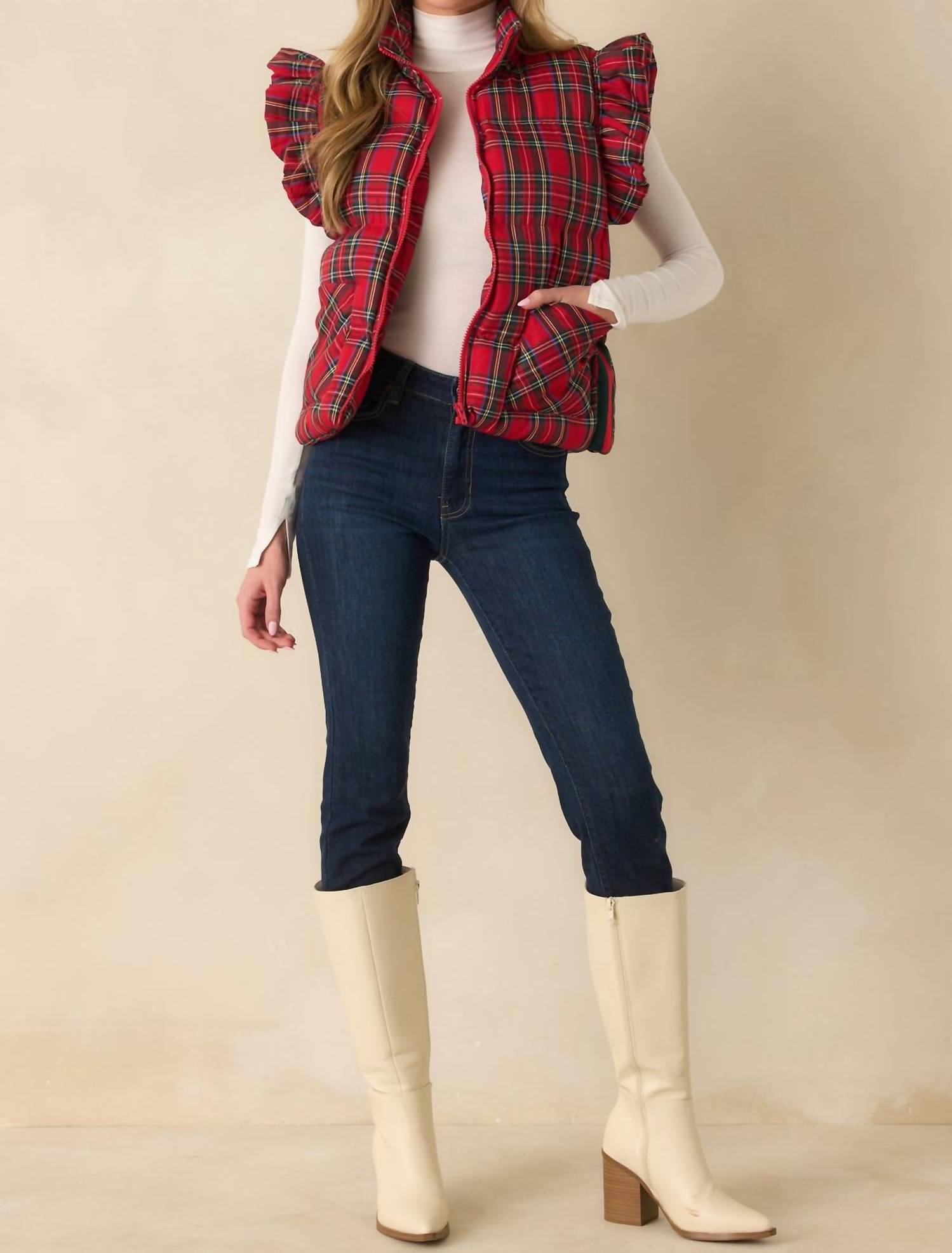 Jodifl - Tartan Plaid Puffer Vest
