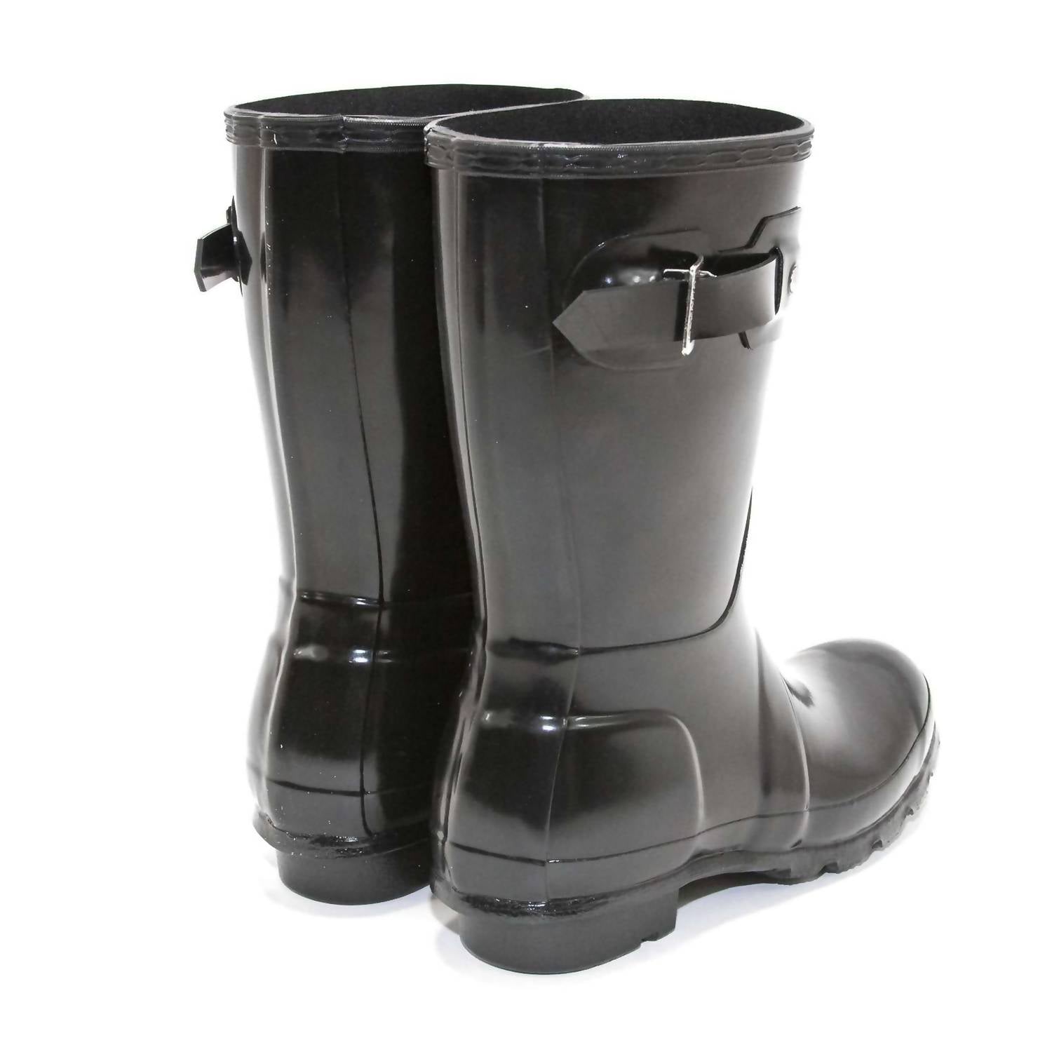 HUNTER Women's Original Short Gloss Rain Boots in black - women's shoe - detail view