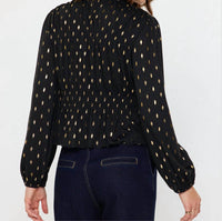 Current Air - Celeste Metallic Foil Dot Peplum Top