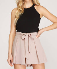 SHE + SKY Lydia Shorts in light taupe - women's skirt