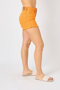 Judy Blue - Mid Rise Frayed Hem Denim Shorts