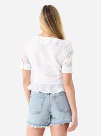 Frame - Ruffle Front Short Sleeve Top