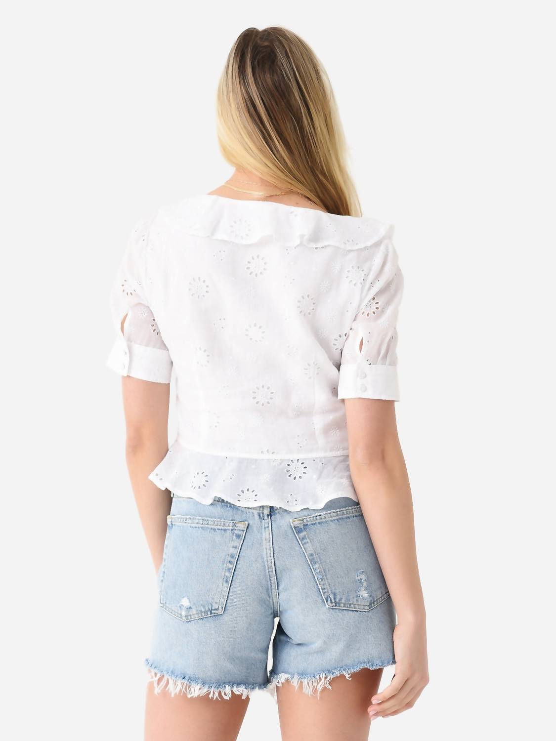 Frame - Ruffle Front Short Sleeve Top