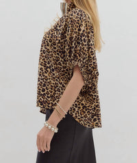 entro Run Wild Blouse in leopard - women's blouse - detail view