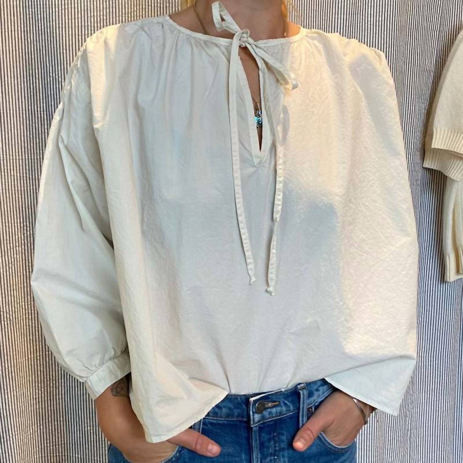 A SHIRT THING Frenchie Cabo Parachute Top in white - women's blouse