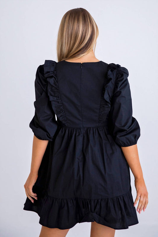 Karlie - Poplin Pocket and Sleeves Dress