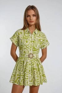 Sincerely Ours - Olive Belted Mini Dress