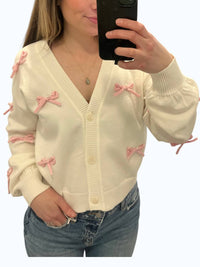 Skies Are Blue - Bow Embroidery Cardigan