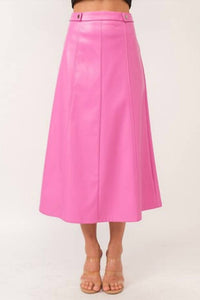 Tea & Cup - Faux Leather Midi Skirt