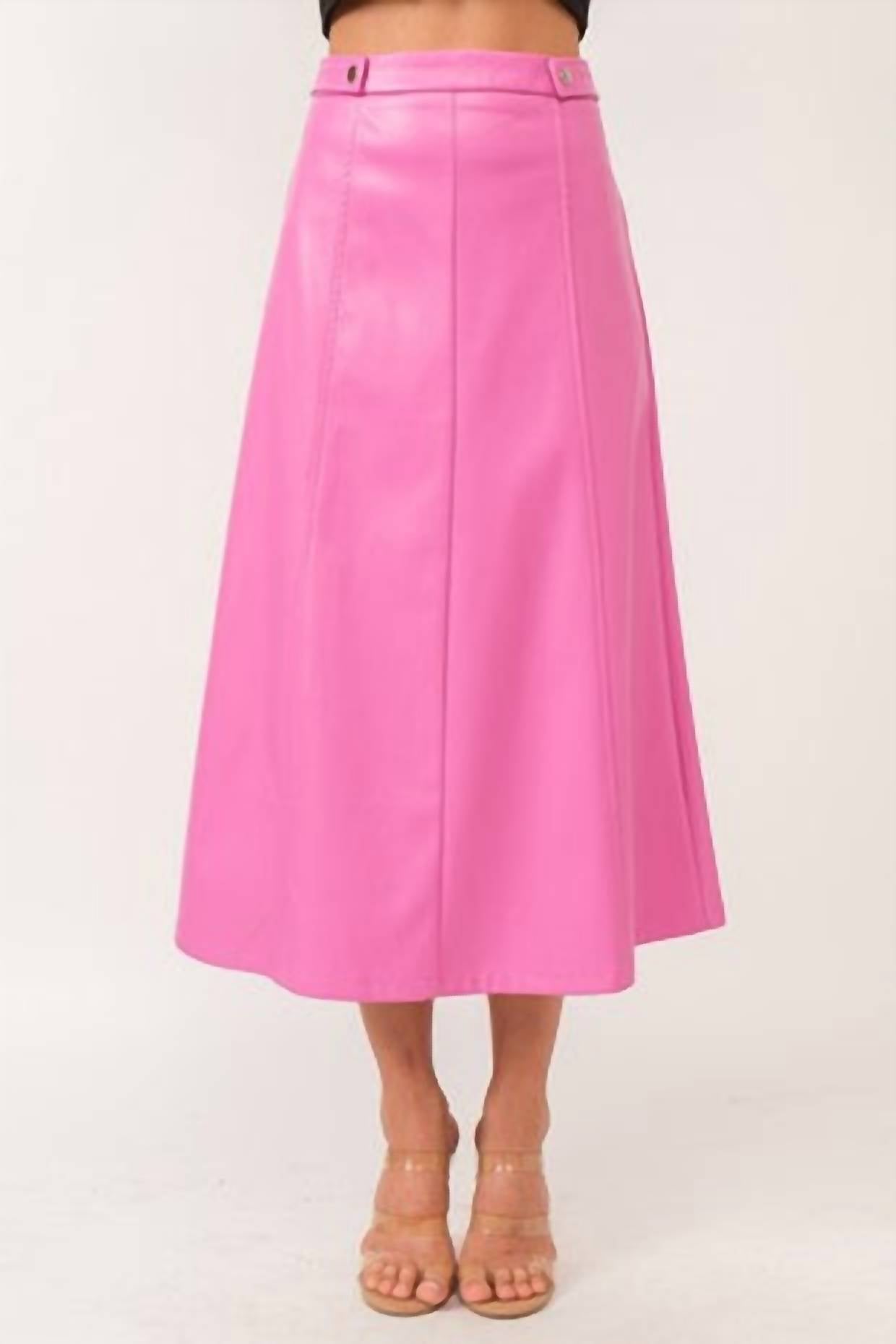Tea & Cup - Faux Leather Midi Skirt