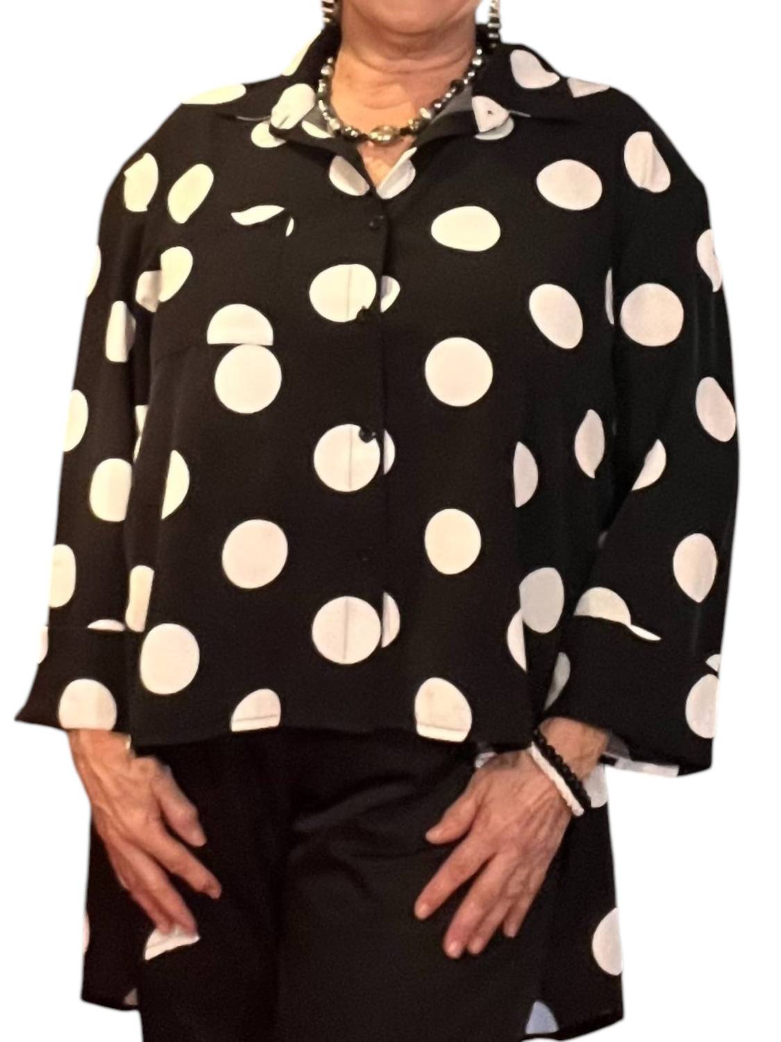 Diva Usa - Collared Button-through Blouse With High-low Hem