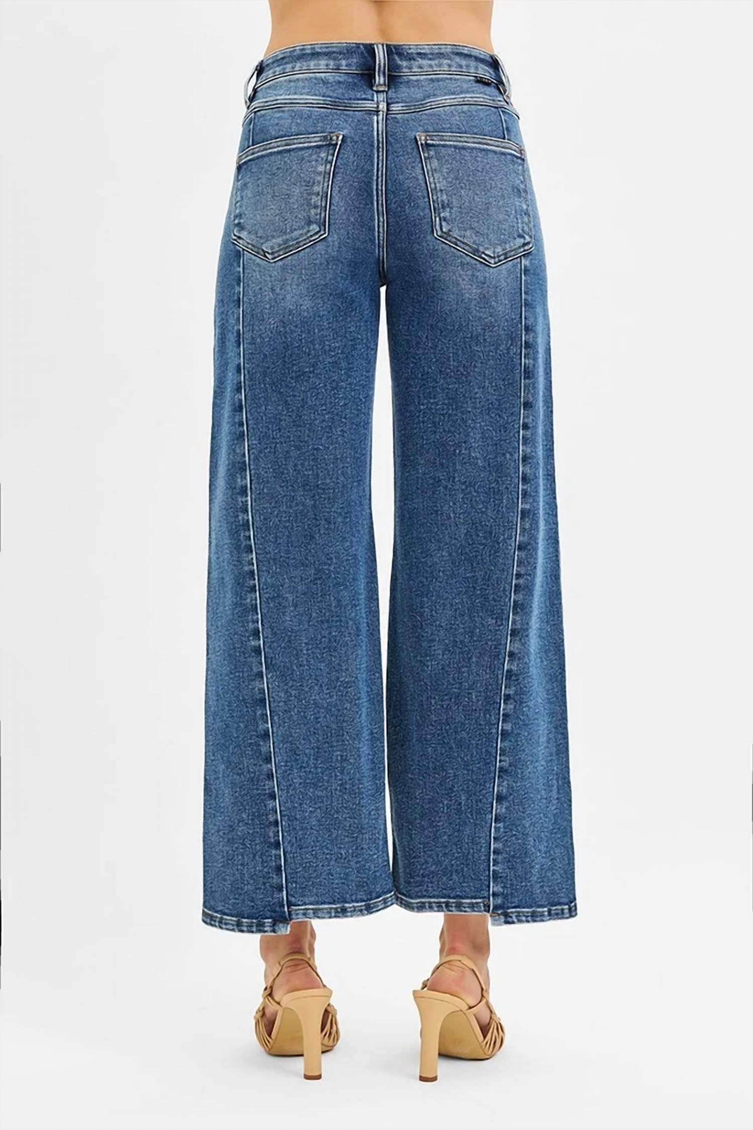 Risen - High Rise Crop Wide Leg Jeans