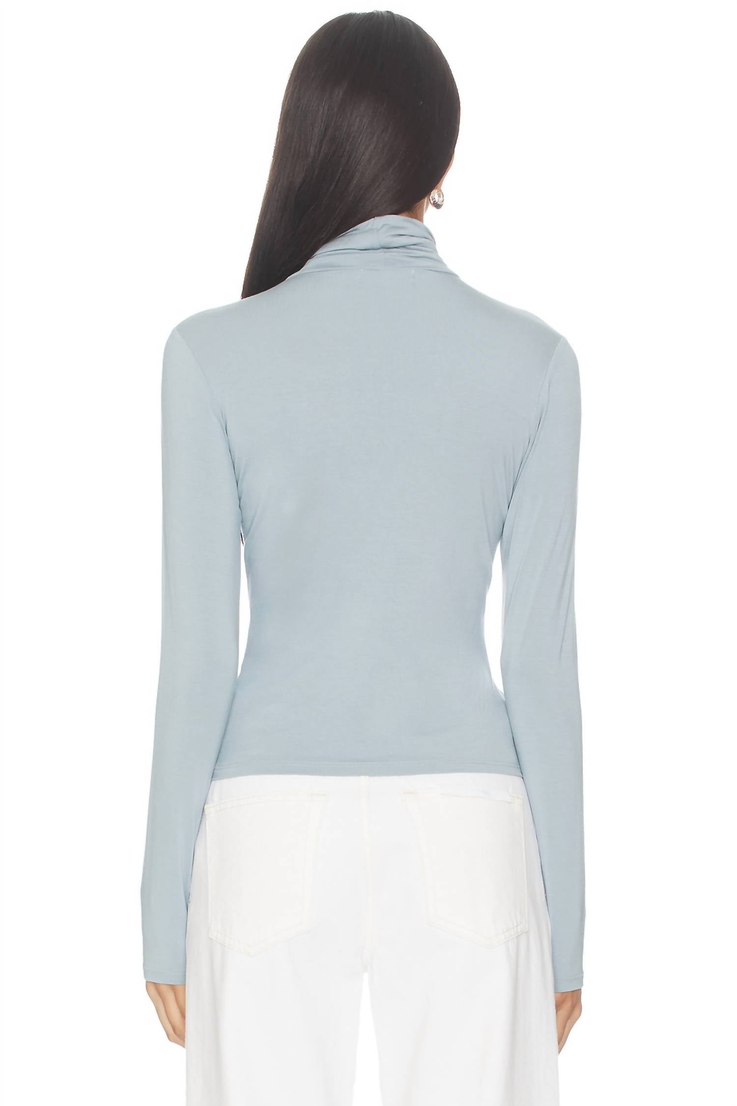 RIPLEY RADER Turtleneck Top in chambray - women's long sleeve top - alternate view