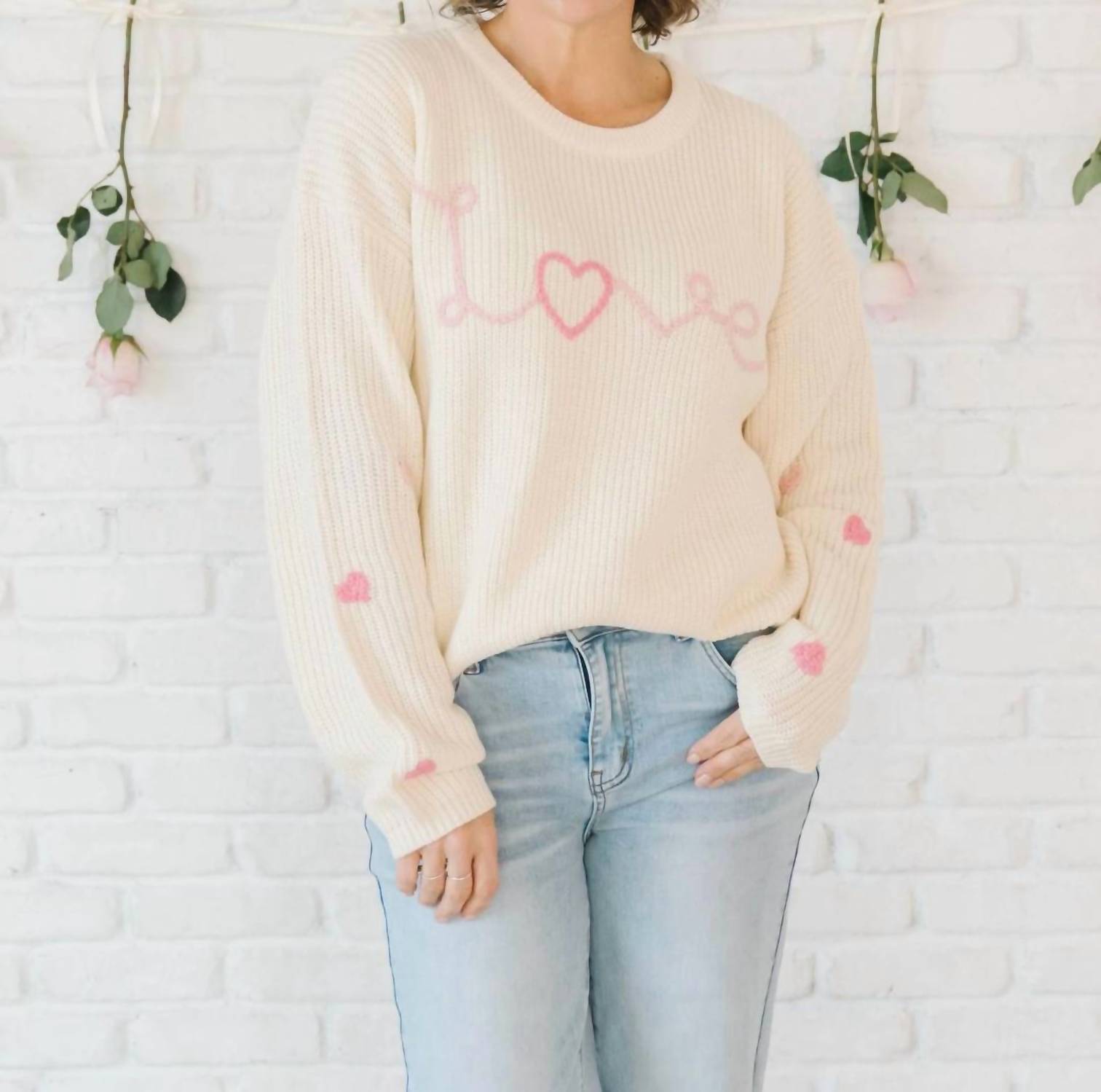 Sweet Wink - Women's Ditsy Love Knit Sweater