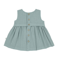 One More In the Family Girl's Naomi Check Dress in the family girl s naomi check dress in shark - kids' dress - detail view