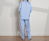 The Sleep Code - Women's Striped Linen Long Pj Set